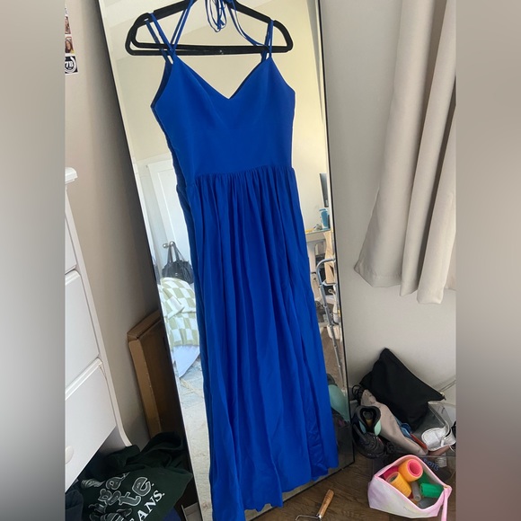 Amanda Uprichard Silk Royal Blue Maxi Gown - Picture 1 of 3